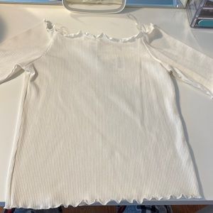 Rigged cream off the shoulder top. size: large
